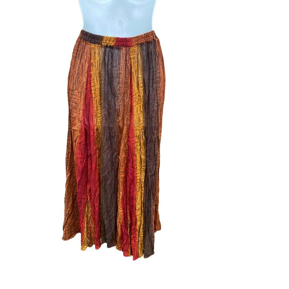 Vtg  Sharon Anthony Maxi Skirt  Art Boho Flowy Stretch Womens petite 10 USA 90's